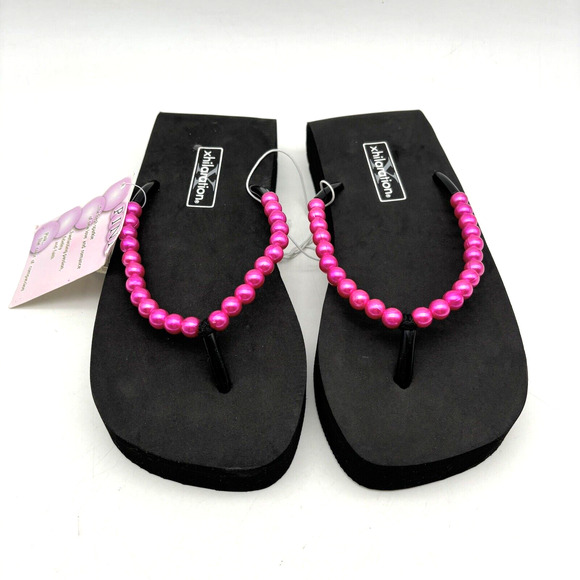 NWT Vintage 90s Y2K Xhilaration Platform Pink Pearl Strap Flip Flop Sandals 7 - Picture 3 of 16